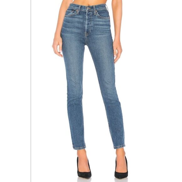 RE/DONE Originals Ultra High Rise Mid 70s Blue Womens Size 25 - Picture 1 of 12